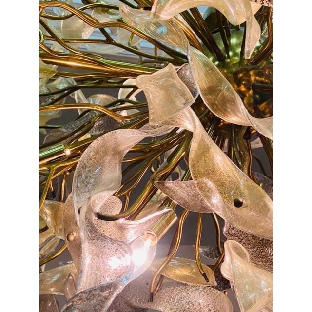 Monumental Modernist Gold Murano Ribbon Chandelier For Sale - Image 9 of 10