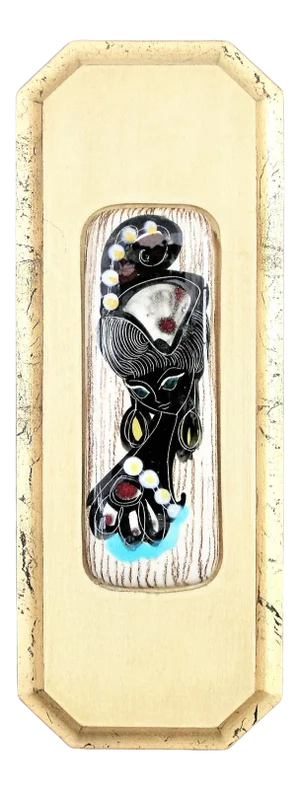 Ceramic & Velvet Wall Plaque Fantoni-Style