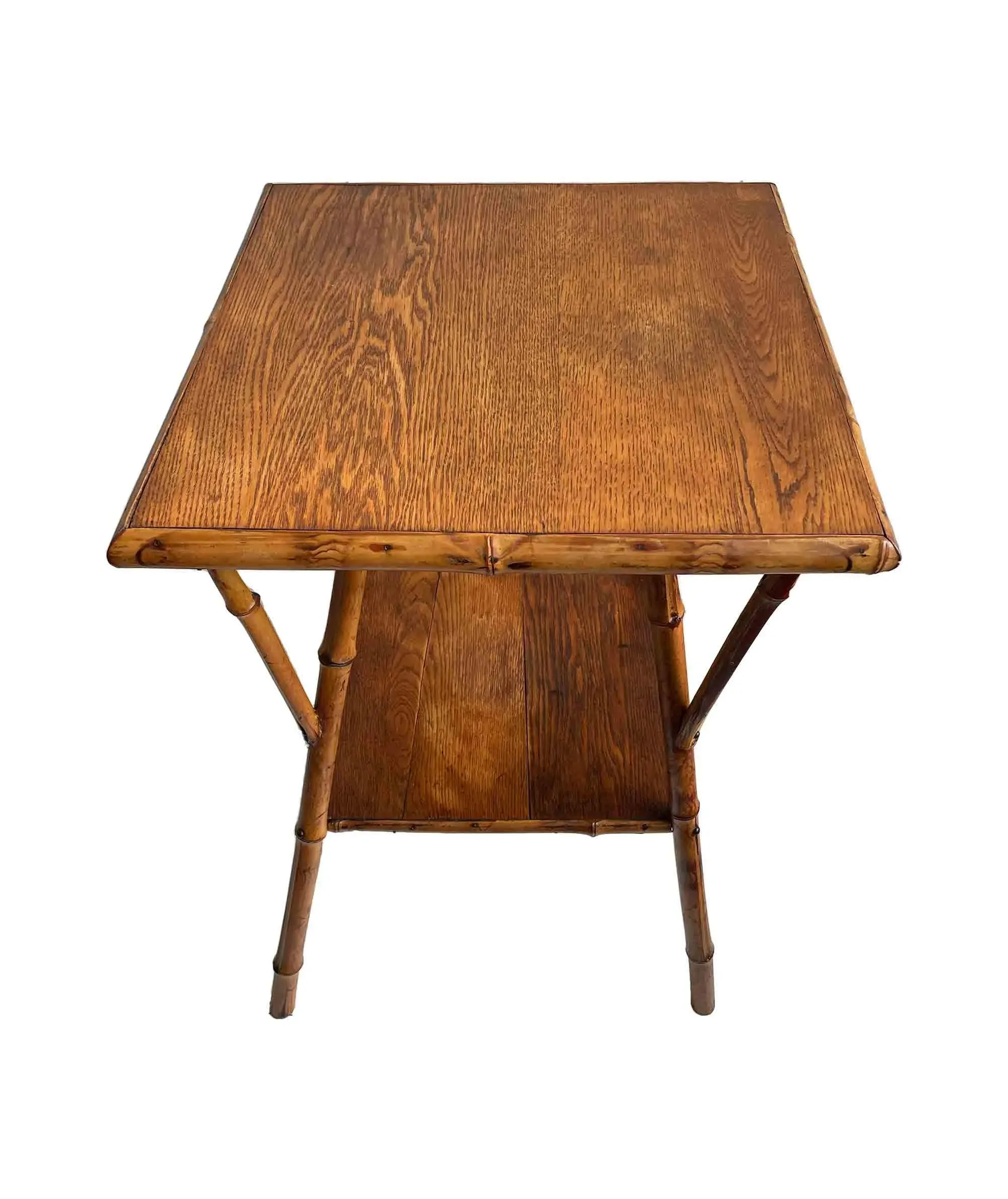 Vintage Side Table - Bamboo and Oak | Chairish