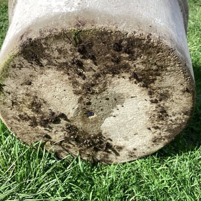 Vintage Henri Studio Garden Extra Large and Heavy Rolled Rim Concrete Stone Planter W/Stand Numberd For Sale - Image 10 of 12