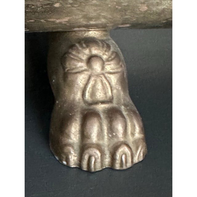 Vintage Mid 20th Century Hammered Brass Fireplace Log Holder With Lion Faces & Paws For Sale - Image 11 of 12