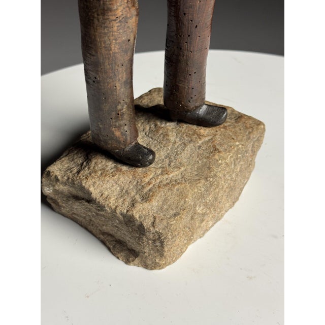 Hand-Carved Statue of a French Officer, 19th Century, Oak on Stone Base For Sale - Image 12 of 17