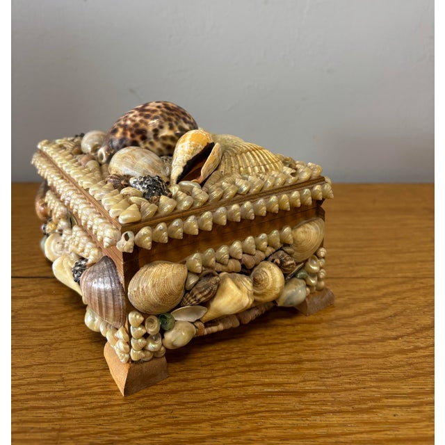 Vintage English Folk Art Sea Shell Box For Sale - Image 4 of 9