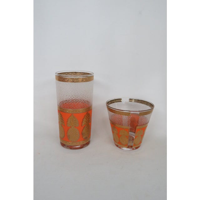 Culver Mid Century Gold Pineapple and Orange Water Whiskey Tumbler Glasses 4601b For Sale - Image 17 of 18