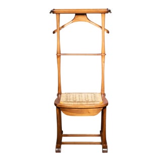 Mahogany Valet With Rush Seat c.1950s, Italy For Sale