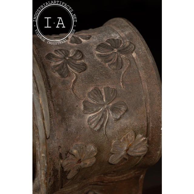 Early 20th Century Cast Metal Art Nouveau Uranium Glass Clock by Ansonia For Sale - Image 9 of 12