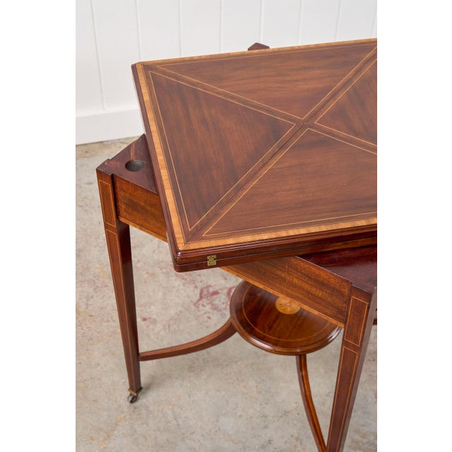 1910s Edwardian Mahogany Envelope Card Table For Sale - Image 12 of 18