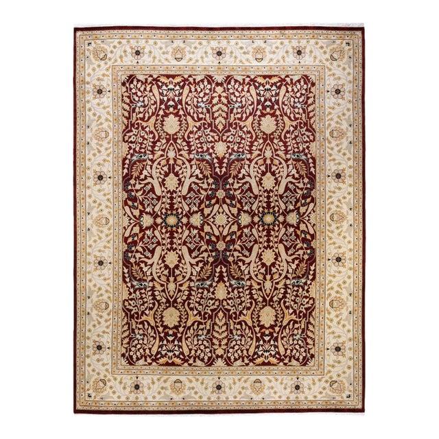 Mogul, One-of-a-Kind Hand-Knotted Area Rug in Red, 9' 3" x 12' 2" For Sale