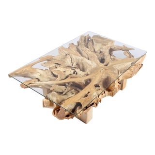 Rectangular Teak Root Coffee Table 86 For Sale