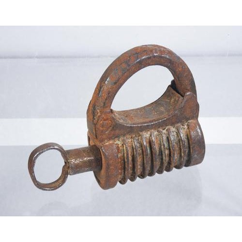 Brown Antique Asian Iron Padlock, 1700s For Sale - Image 8 of 14