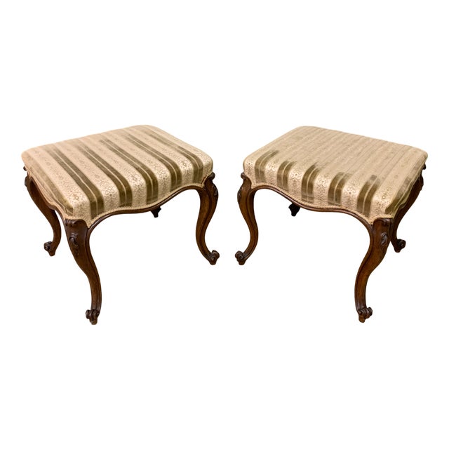 Victorian Cabriole Leg Stools, 1870, Set of 2 For Sale