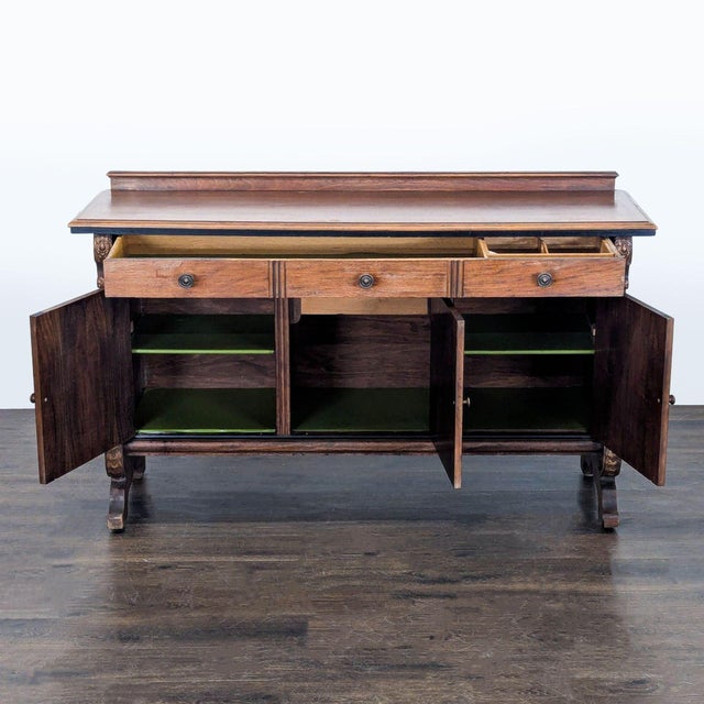 Traditional Vintage Wooden Sideboard With Decorative Accents For Sale - Image 3 of 10