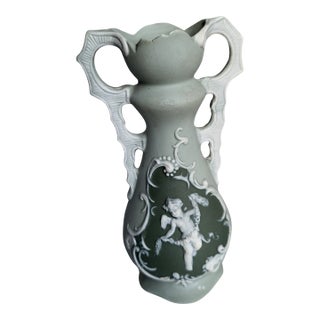 1950s Wedgwood Jasperware Bisque Vase in High Relief For Sale