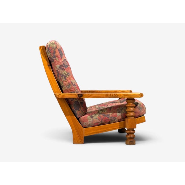 Collden, Brutalist Lounge Chairs, Pine, Fabric, Sweden, 1970s For Sale - Image 10 of 11