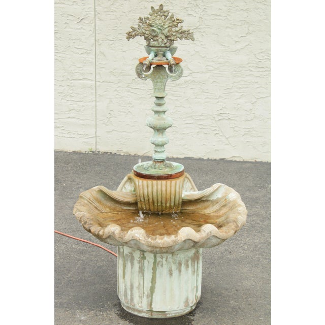 High Quality Vintage Cast Stone Base with Bronze Fountain - Working Order