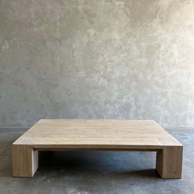 Custom XL Large Elm Wood Beam Coffee Table in Natura For Sale - Image 9 of 12