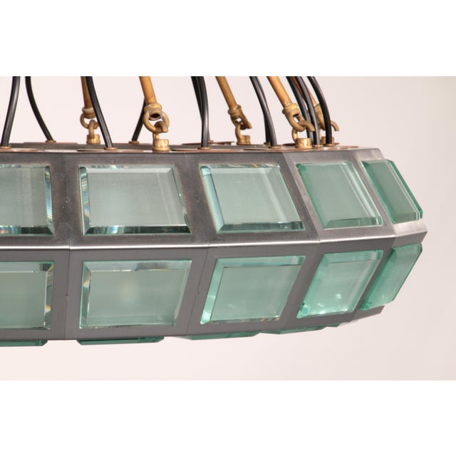 Chandelier in Brass, Aluminum, and Glass by Max Ingrand for FontanaArte, Italy, 1970s For Sale - Image 10 of 12