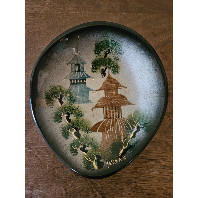 Beautiful mid-century Sascha Brastoff ceramic bowl with Asian inspired design. Glossy finish and hand-painted design. This...