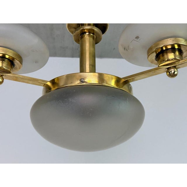 1930s Art Deco Czech Polished Brass Chandelier, 1930s For Sale - Image 5 of 13