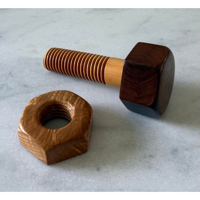 Handmade Wooden Bolt and Nut Sculpture For Sale In Austin - Image 6 of 7