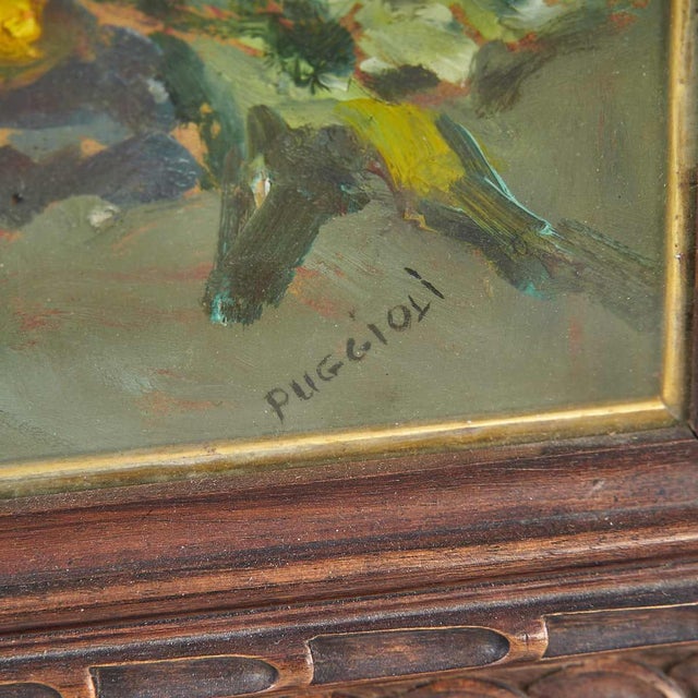 Puggioli, Antique Cannon, 1950s, Oil Painting For Sale - Image 5 of 8