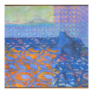 Blue Corner, Richard Hagerty Oil on Canvas, Signed Lower Right