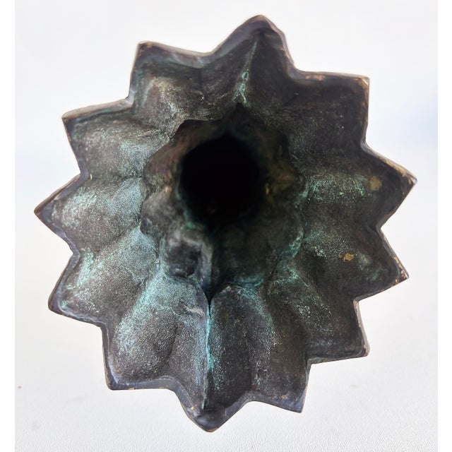Brown Late 20th Century Large Bronze Horn Torch Candle Sconces With Flared Feather Tops For Sale - Image 8 of 10