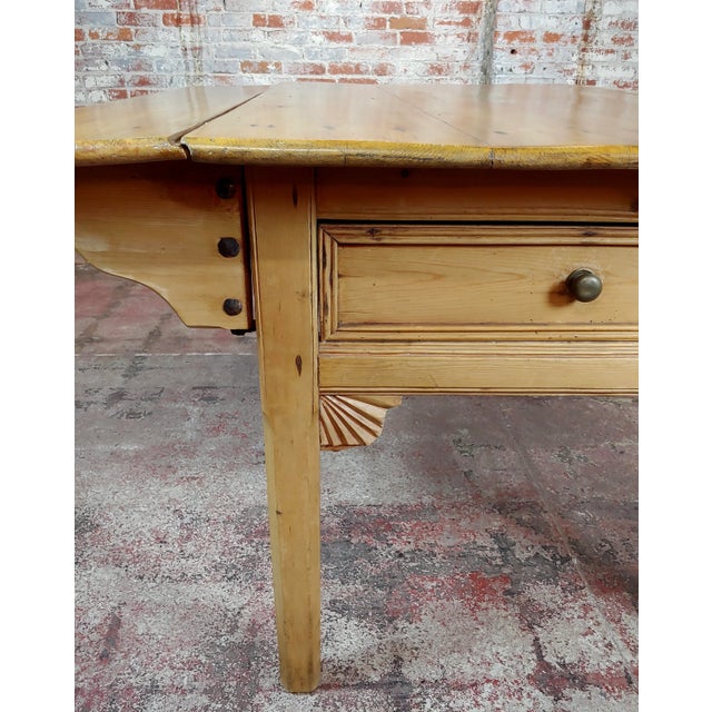 19th Century French Farmhouse Pine Drop Leaf Dining Table For Sale - Image 10 of 13