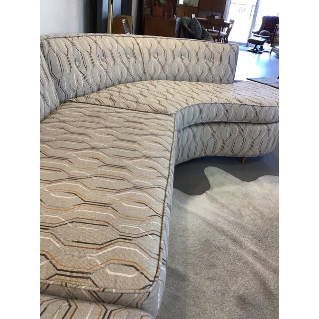 Beige Mid-Century Modern Newly Upholstered Curved 2-Part Sofa For Sale - Image 8 of 12