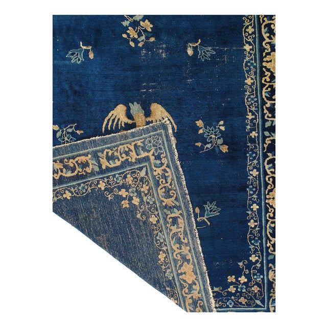 Traditional Pasargad DC Navy Blue Antique Chinese Art Deco Rug For Sale - Image 3 of 3