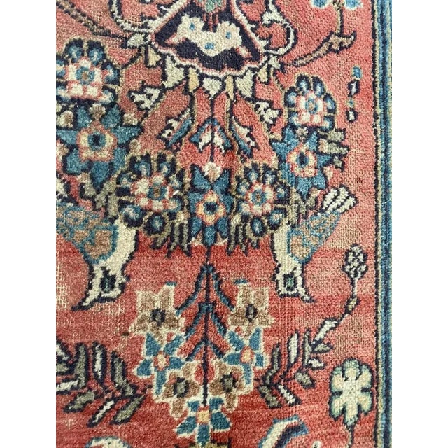 Blue Mid-Century Rug with Floral Pattern For Sale - Image 8 of 16