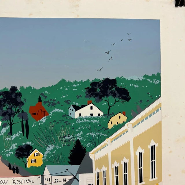 1970s May Day Festival Art Lithograph by Sally Caldwell Fisher 36/300 For Sale - Image 4 of 10