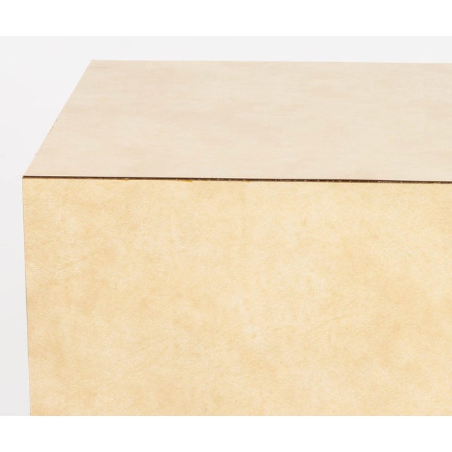 Contemporary Minimalist Beige Block Form Console Table For Sale - Image 3 of 7
