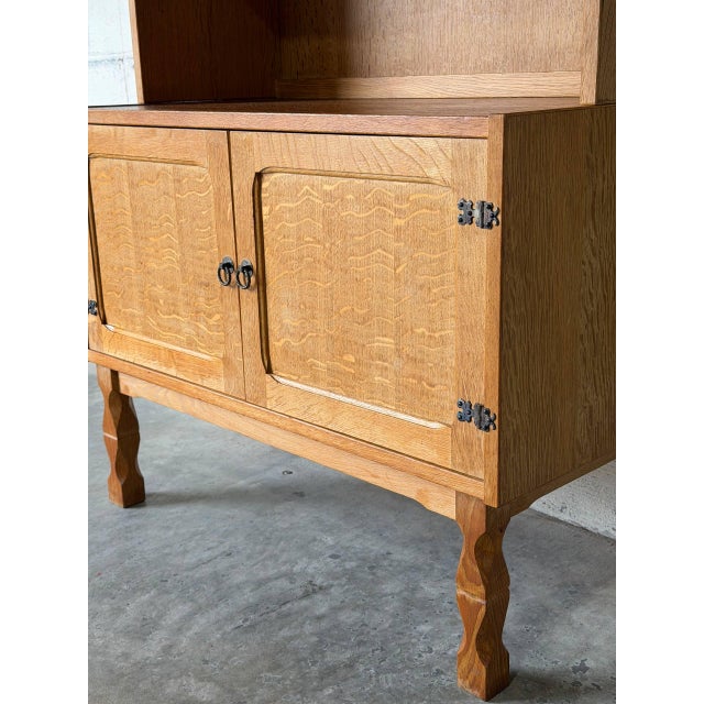 Oak Cabinet With Lower Doors and Shelves Vintage Mid-Century Modern 1960s For Sale - Image 9 of 10