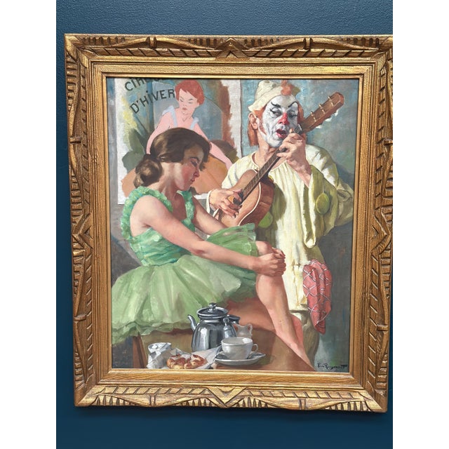 Philippe de Rougemont, Woman and Clown, 1950s, Oil Painting on Canvas, Framed For Sale - Image 7 of 18