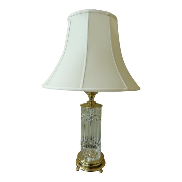 Waterford Crystal & Brass Large Table Lamp W. Shade Chairish