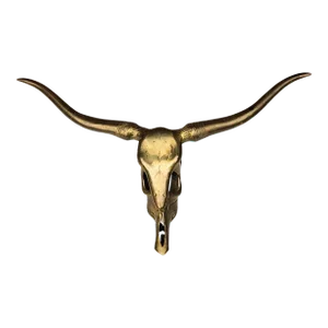 1960s Large Longhorn Solid Brass Skull Wall Mounted Sculpture