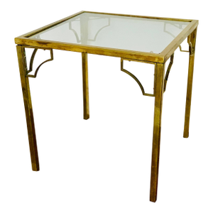 Vintage Mid-Century ‘Mastercraft Style’ Brass and Glass Side Table
