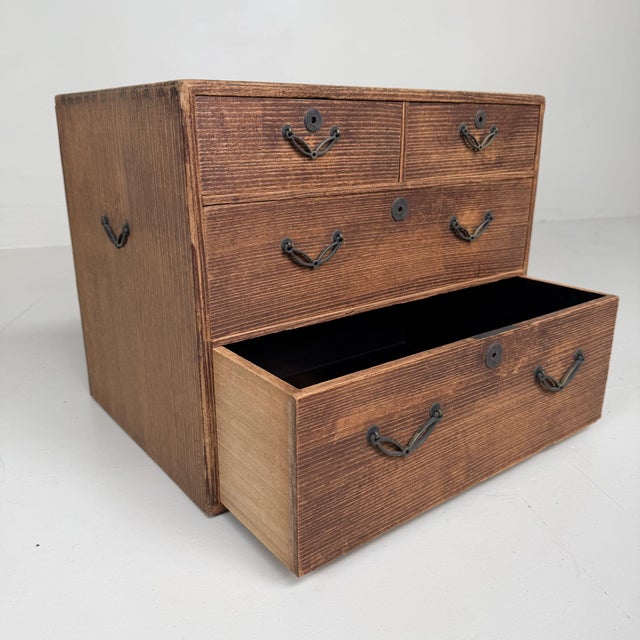 Black Small Japanese Drawer Cabinet with Black-Lacquered Drawer Interiors, 1930s For Sale - Image 8 of 12