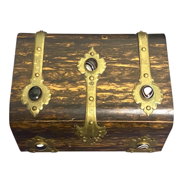 Rare! 19th Century Victorian Letter Box Crafted From Exotic Coromandel Wood For Sale