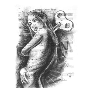 An Off Key Harmony - Original Figurative Mixed Media Artwork on Sheet Music by Robert Lebsack For Sale