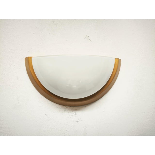 Wood Ash Wall Lamp with Glossy White Glass, 1980s For Sale - Image 7 of 7