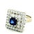 Metal Vintage Sapphire & Diamond Square Cluster Ring in 14k White Gold, Size 7 For Sale - Image 7 of 13