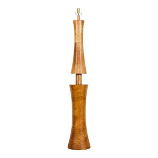 Vintage Cylindrical Wood Floor Lamp For Sale