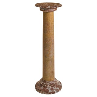 19th Century French Rouge + Ochre Marble Pedestal For Sale