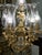French French-Inspired Five-Light Candelabra Lamp – Crystal Glass Shades With Gilded Bronze & Gold Leaf Details For Sale - Image 3 of 3