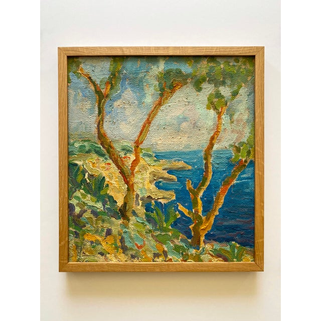 Vintage Mid Twentieth Century Postimpressionist " Stupiste, Komiza " Framed Original Adriatic Seascape Impasto Oil Painting For Sale - Image 18 of 18