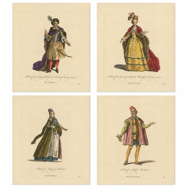 Paper European School, Polish Royal & Noble Costume, 1749, Paper Engravings, Set of 4 For Sale - Image 7 of 9