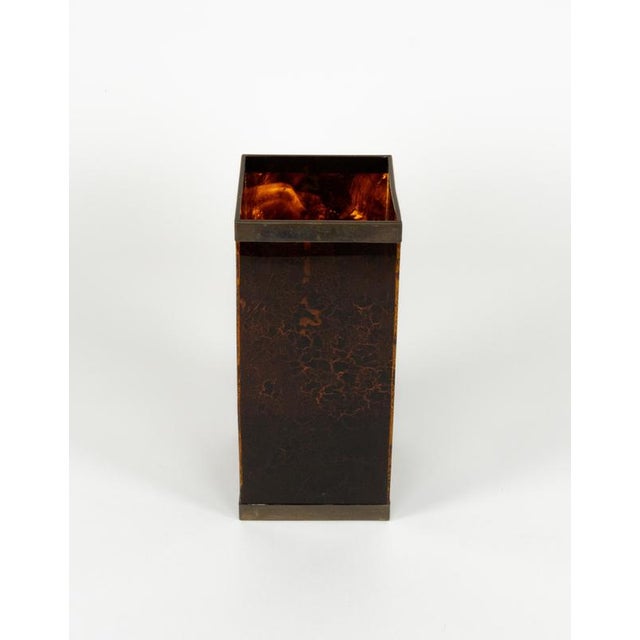 Umbrella Stand in Tortoiseshell Acrylic and Brass from Christian Dior, 1970s For Sale - Image 6 of 12