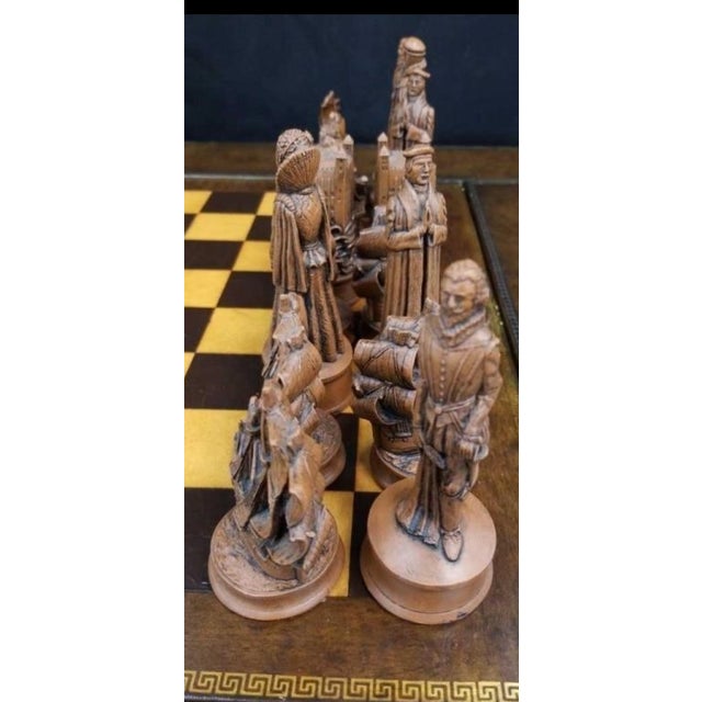 Maitland - Smith Maitland Smith Embossed Leather Chess Game Table and Pieces For Sale - Image 4 of 4